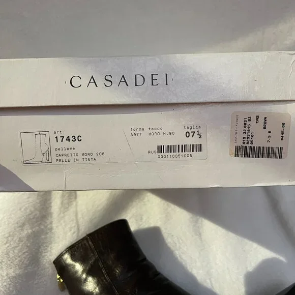 Auc CASSADEI Pellami Brown Leather Back Zip Pointy Ankle Boots Made in Italy - Picture 9 of 16